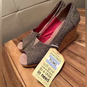 Wedge Peep-Toe Toms, NWT